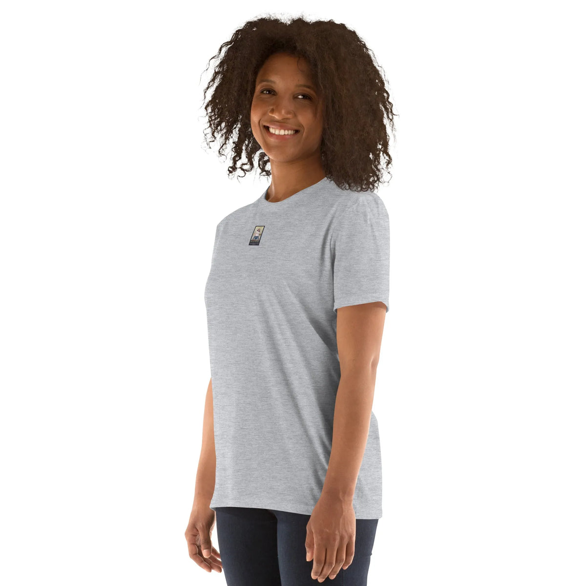 DISCO#1 Unisex T-Shirt in Sport-Grey – Seitenansicht links Detail