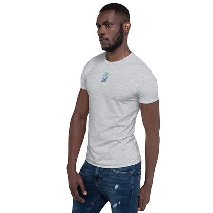 VHS#3 Unisex T-Shirt in Sport Grey – Seitenansicht links / Vorderansicht