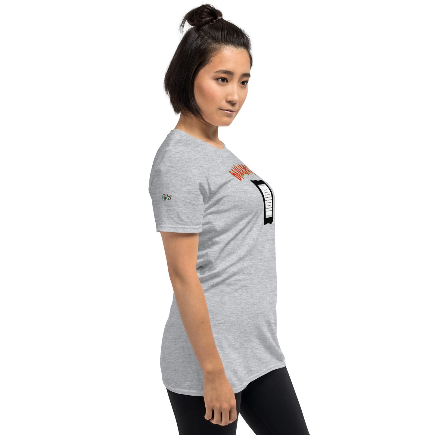 Soulfood#2 Unisex T-Shirt (Sport Grey), Seitenansicht mit Logo-Print am Ärmel