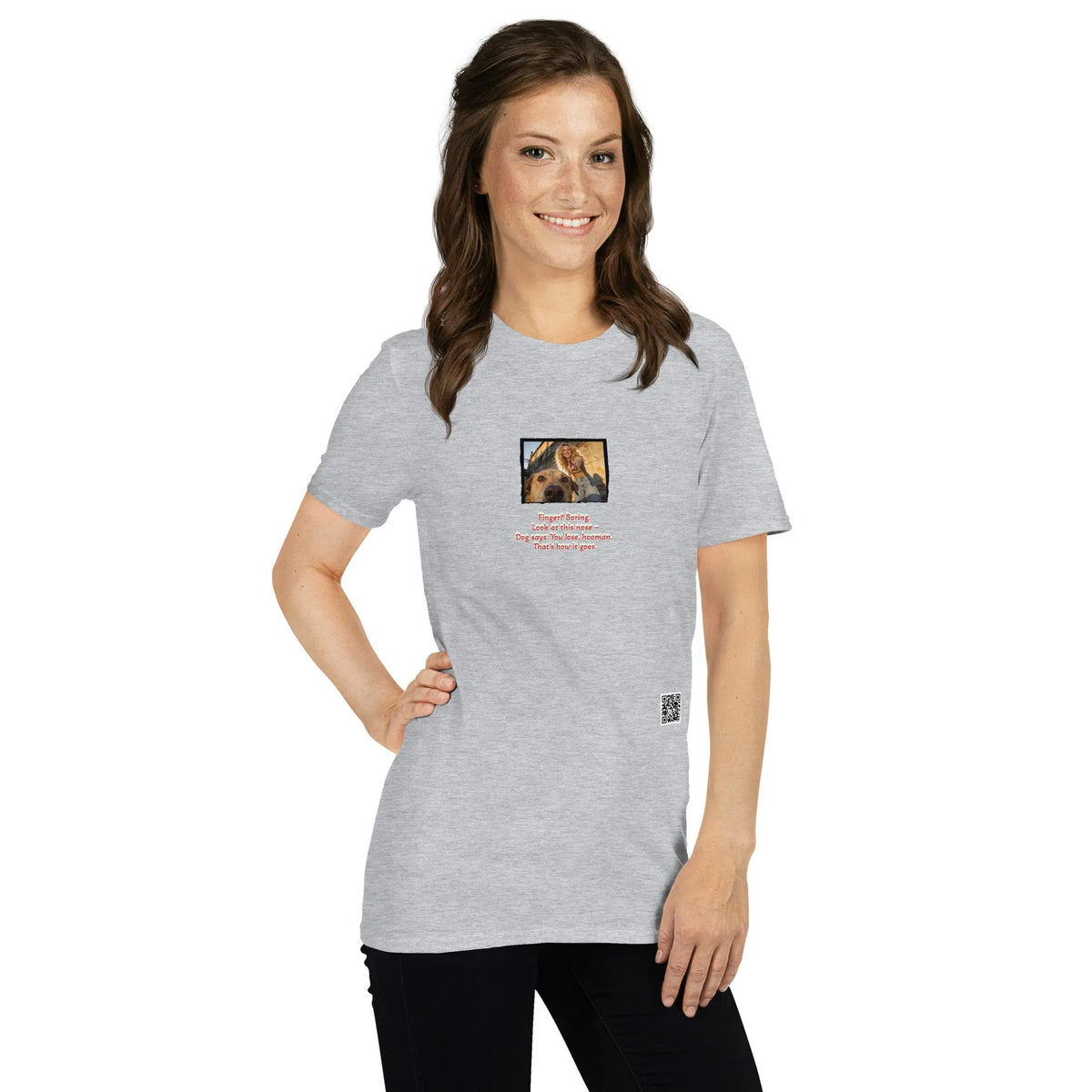 Retropet#2 Unisex T-Shirt in Sport Grey – Seitenansicht rechts Detail