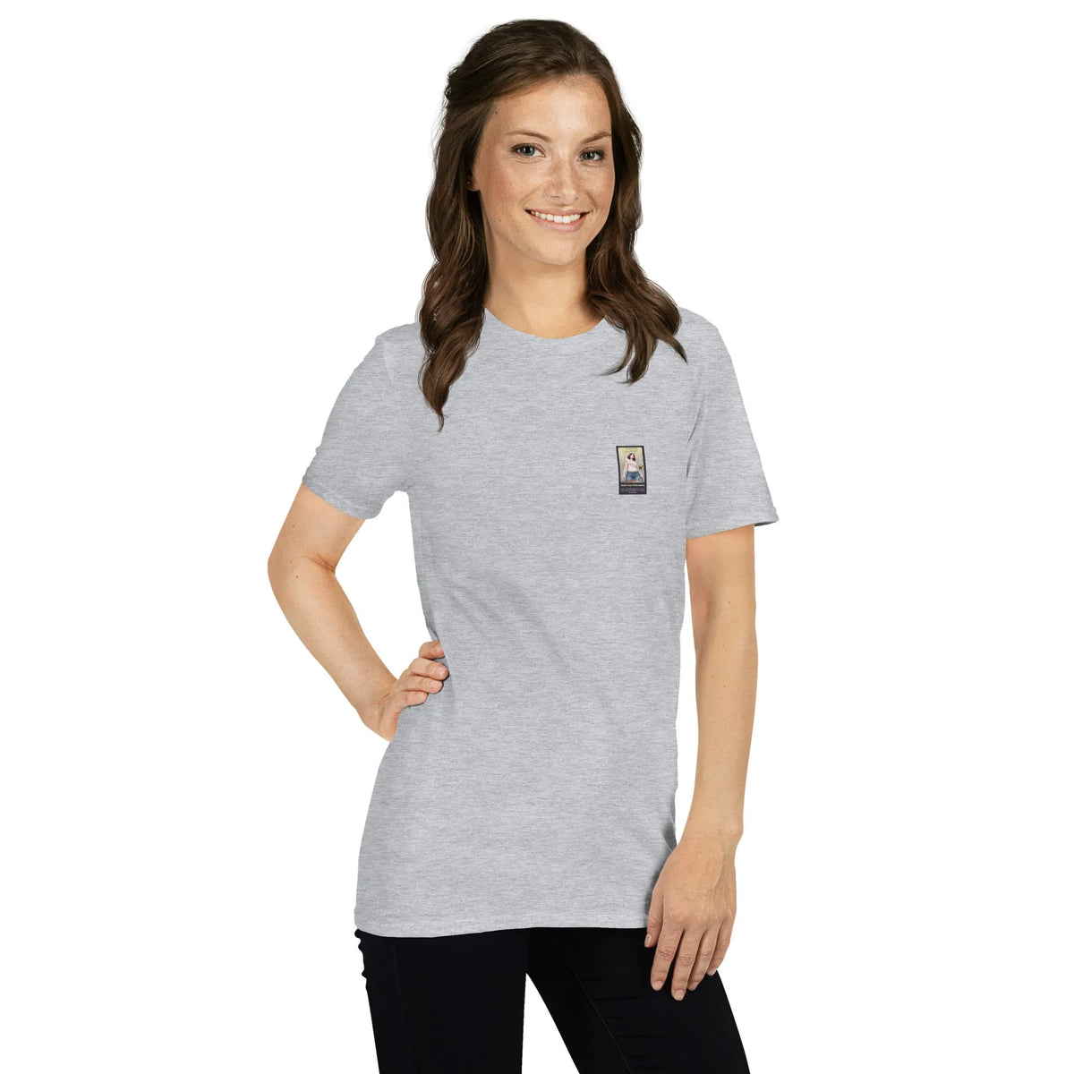 RetroCar#3 Unisex T-Shirt in Sport Grey – Seitenansicht rechts Detail