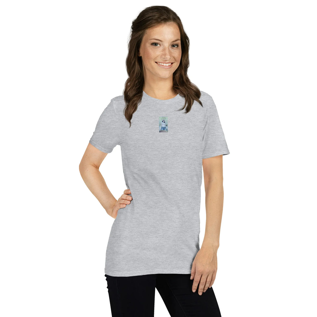 VHS#1 Unisex T-Shirt in Sport Grey – Seitenansicht rechts / Vorderansicht