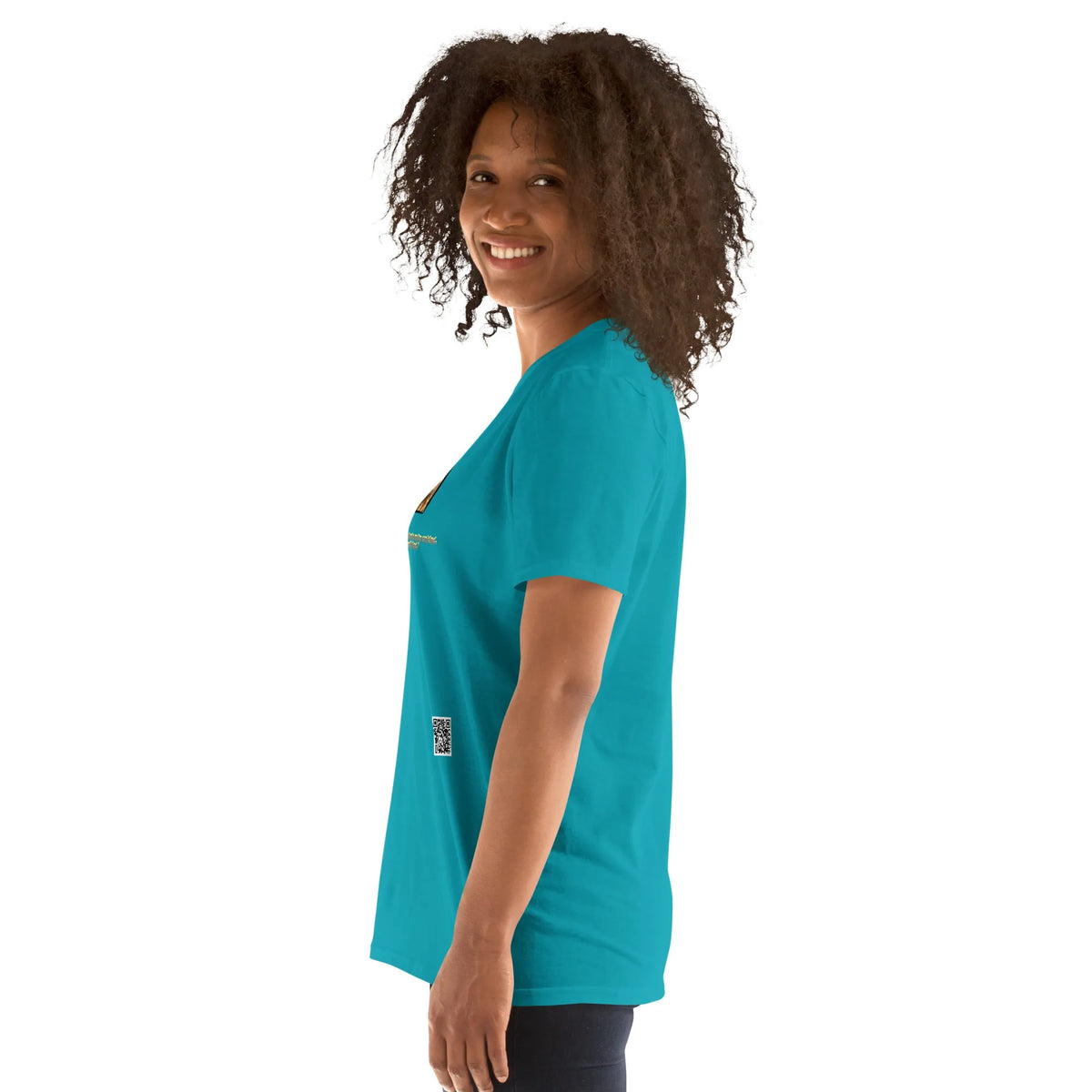 Retropet#1 Unisex T-Shirt in Tropical Blue – Seitenansicht links