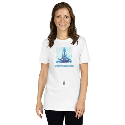 ZEN#1 Unisex T-Shirt in Weiß – Vorderansicht Nahaufnahme