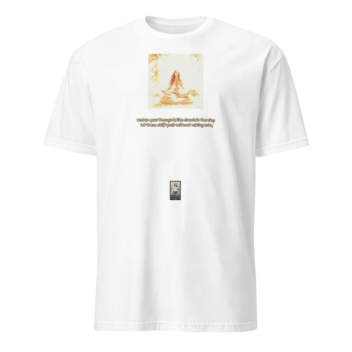 ZEN#2 Unisex T-Shirt in Weiß – Vorderansicht Detail