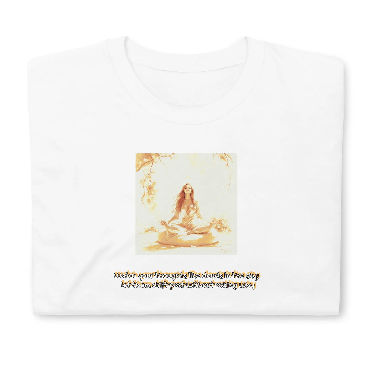 ZEN#2 Unisex T-Shirt in Weiß – Vorderansicht Nahaufnahme