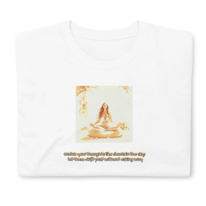 ZEN#2 Unisex T-Shirt in Weiß – Vorderansicht Nahaufnahme