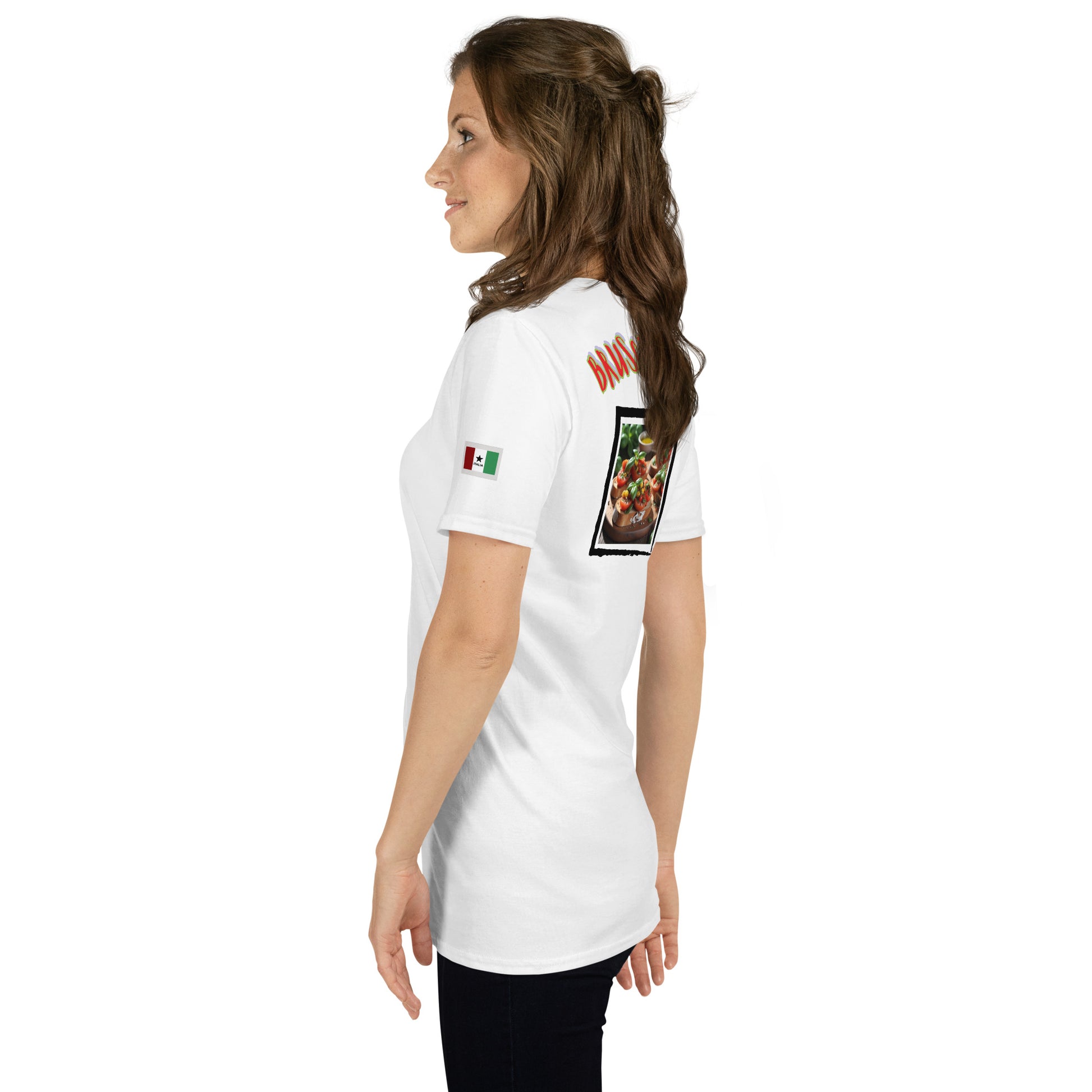 Soulfood#2 Unisex T-Shirt (weiß) Rückansicht seitlich mit Bildprint
