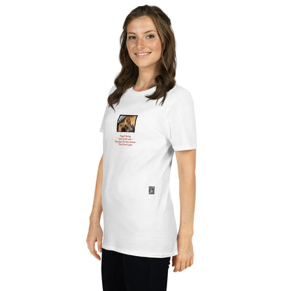 Retropet#2 Unisex T-Shirt in Weiß – Seitenansicht links Detail