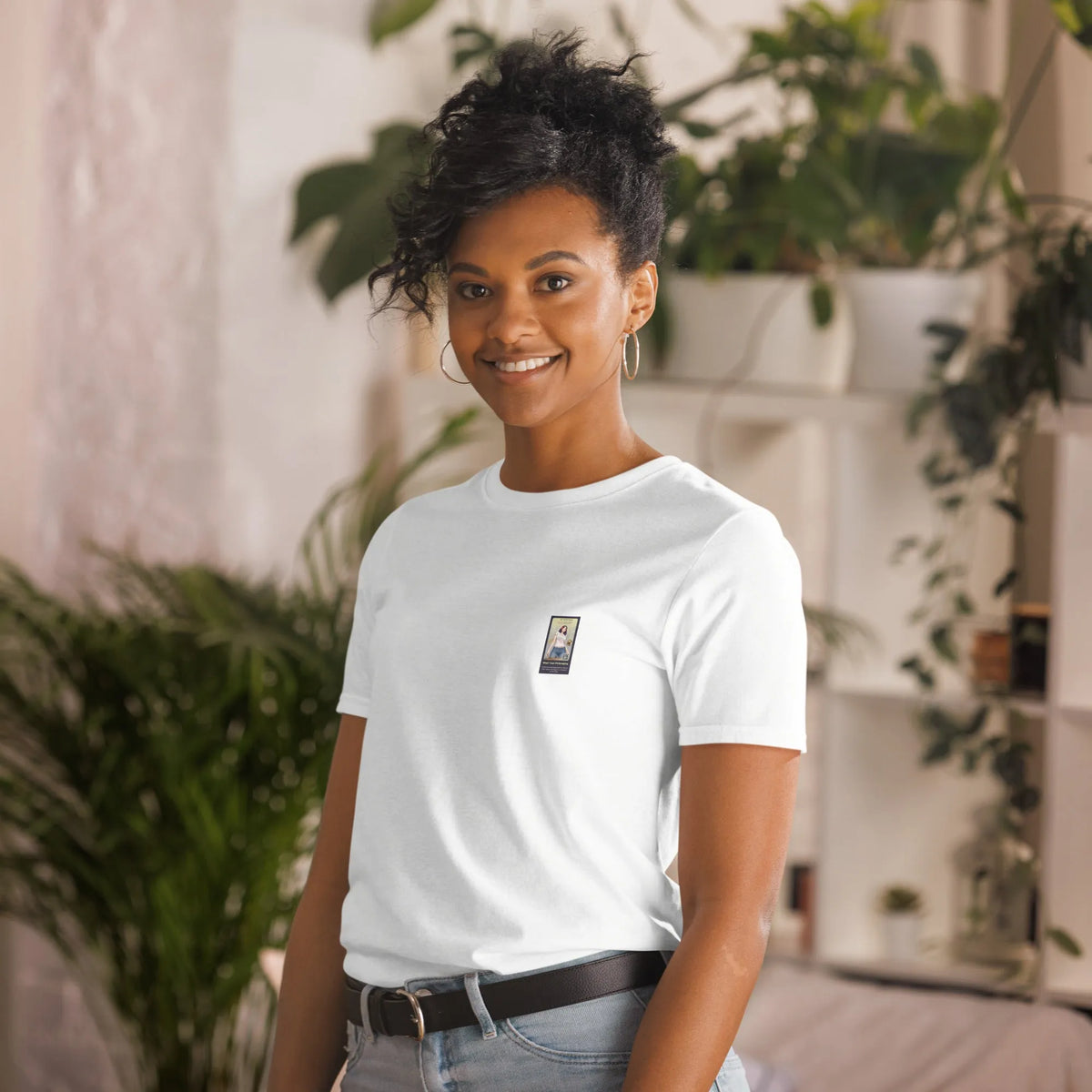 Retropet#4 Unisex T-Shirt in Weiß – Seitenansicht links