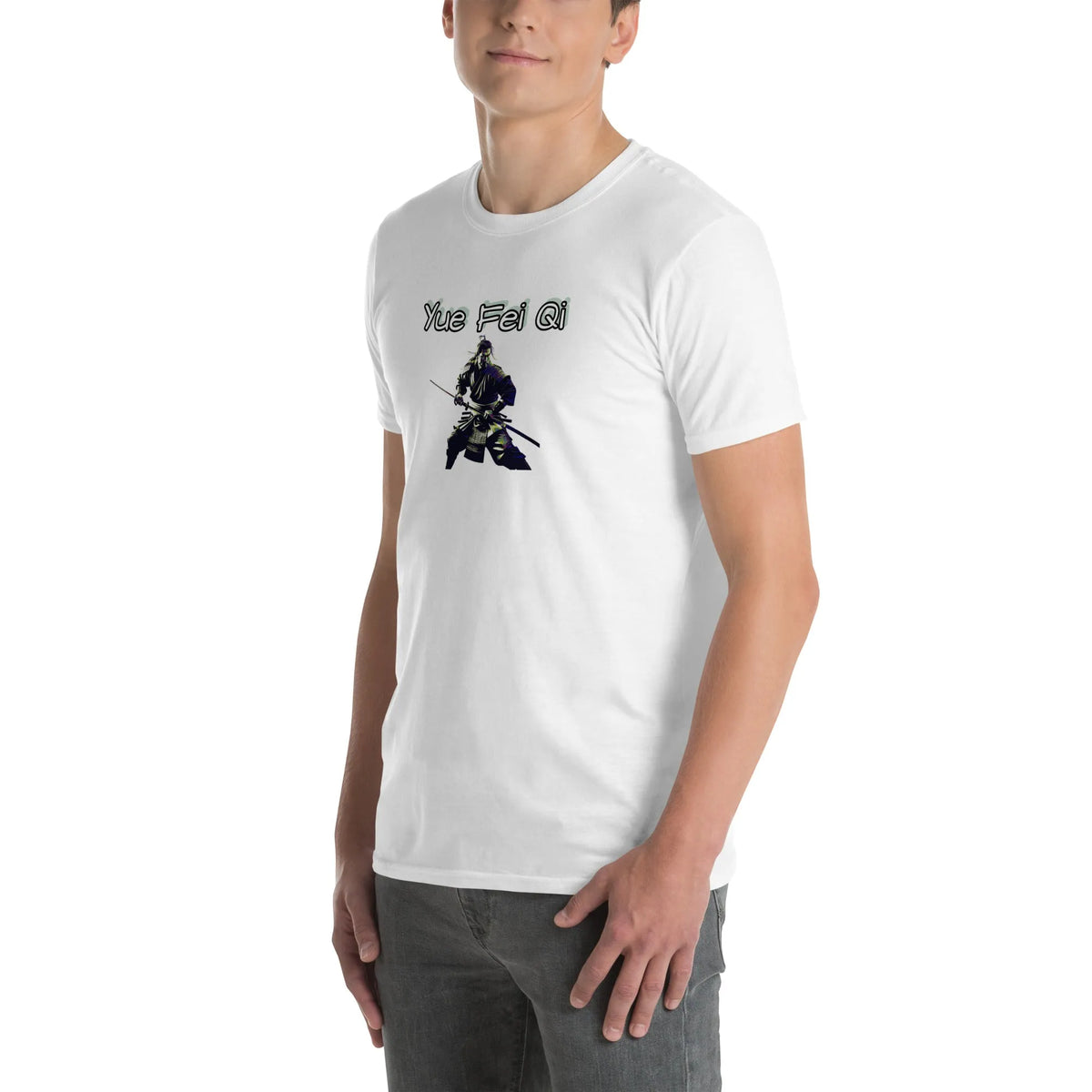 AMIG#3 Unisex T-Shirt in Weiß – Seitenansicht links Detail