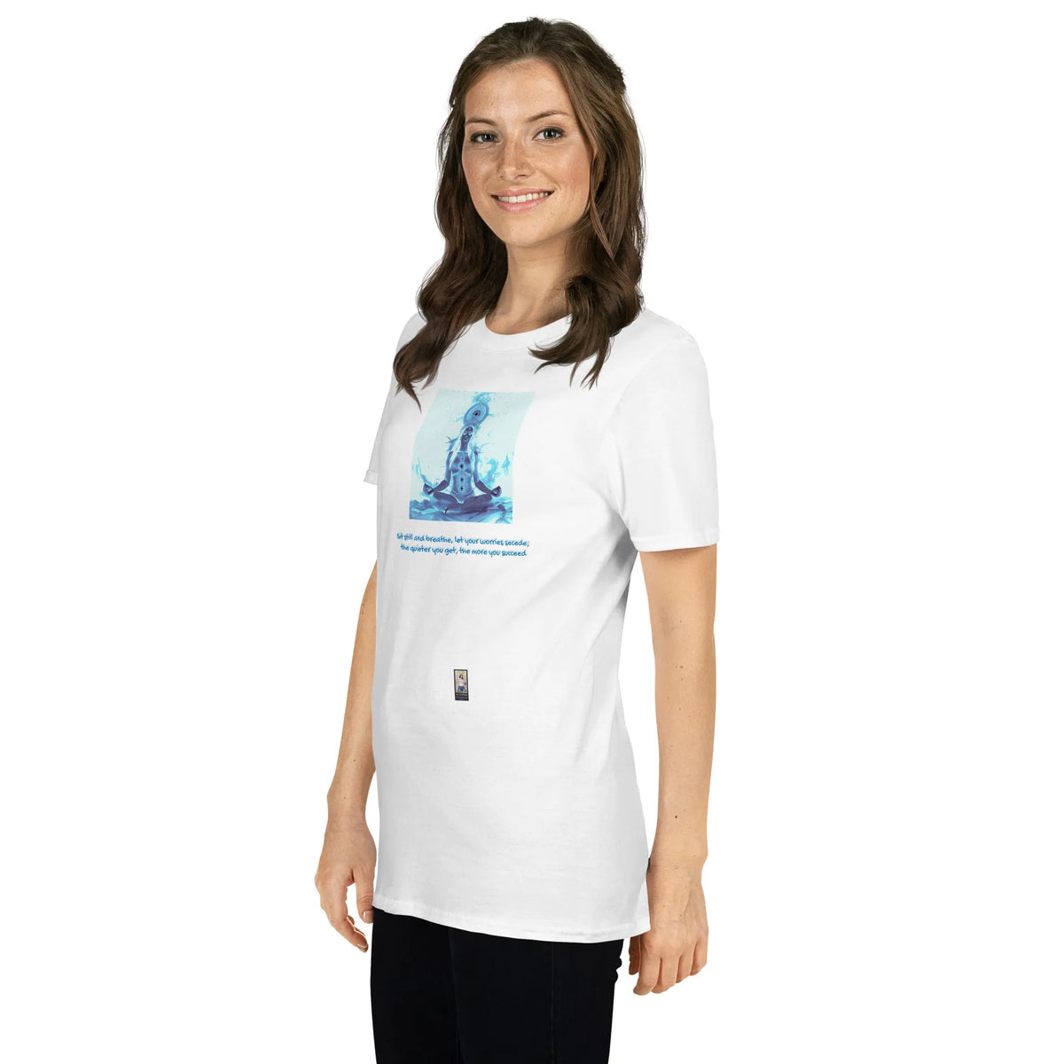 ZEN#1 Unisex T-Shirt in Weiß – Seitenansicht links / Vorderansicht