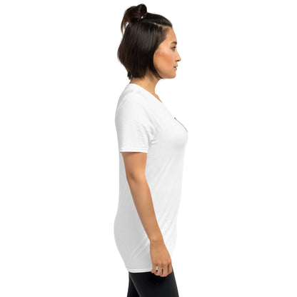 Retropet#3 Unisex T-Shirt in Weiß – Seitenansicht rechts Detail