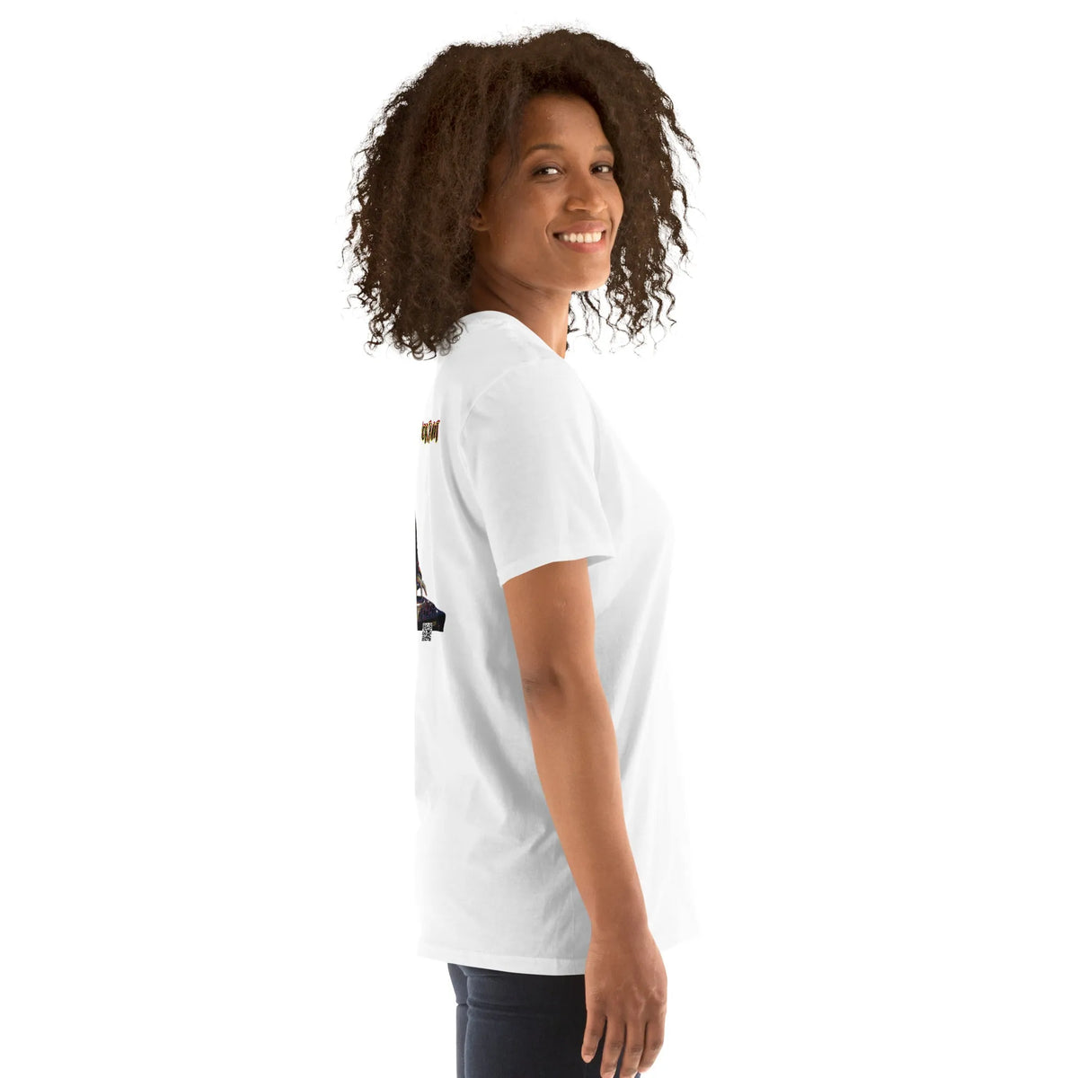 DISCO#1 Unisex T-Shirt in Weiß – Seitenansicht rechts