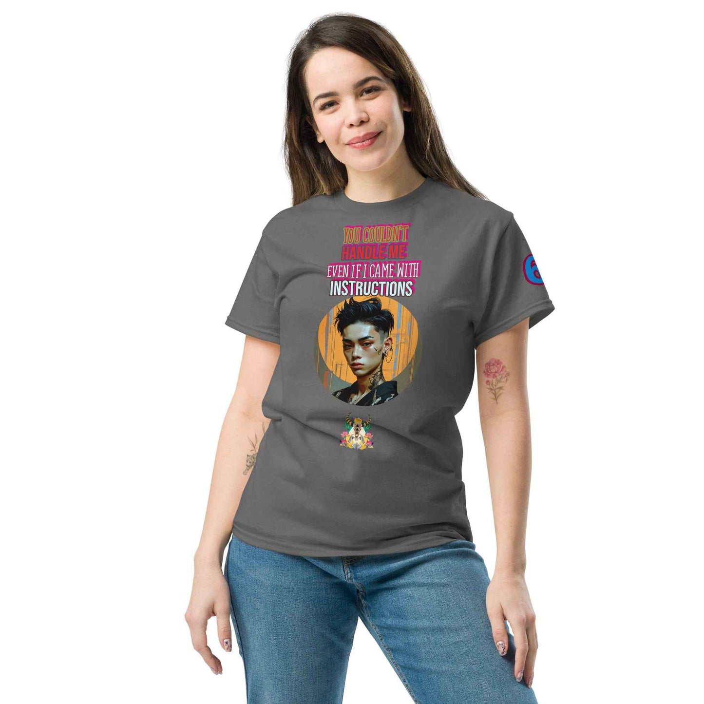 Unisex classic T-shirt, Charcoal, crew neck, graphic front print