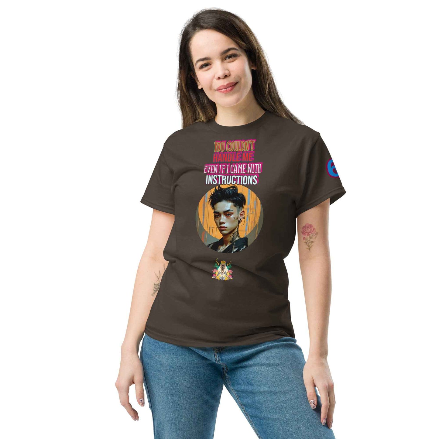 Unisex classic T-shirt, Dark Chocolate, crew neck, graphic front print