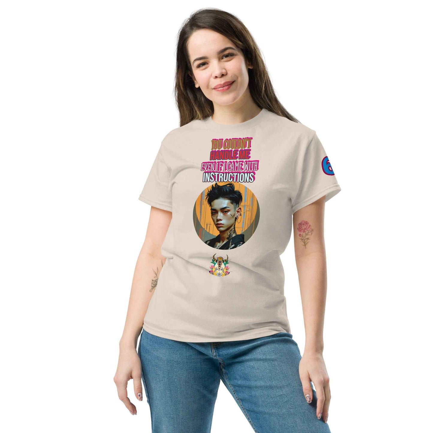 Sand Unisex classic tee mit großem buntem Frontprint und Rundhalsausschnitt