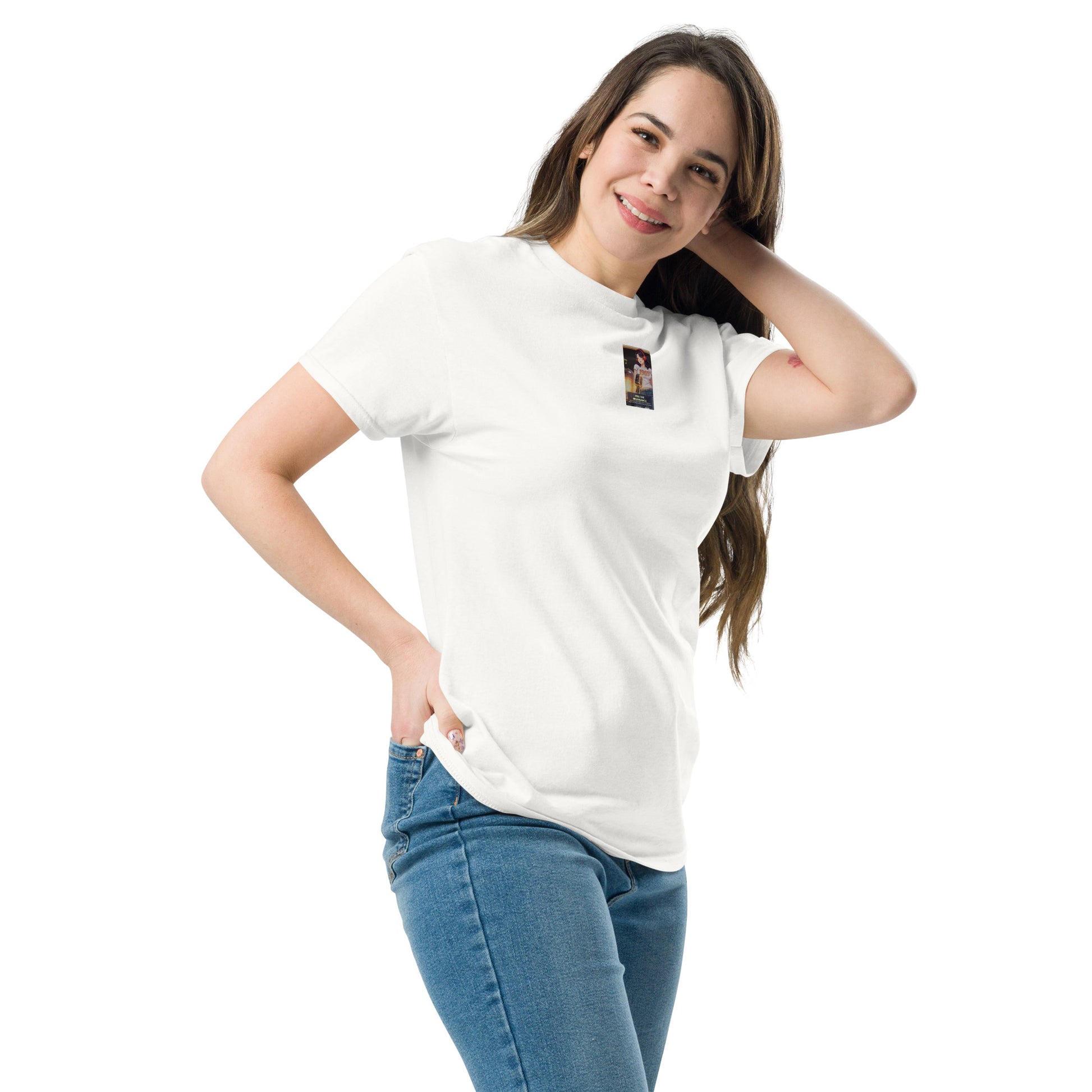 Heritage#5 classic tee, white short-sleeve with centered chest print