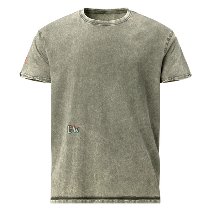 Scuba Denim T-Shirt, dunkel-olivgrünes Shirt mit „Gw“-Logo vorne