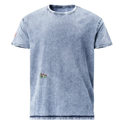 Scuba Denim T-Shirt, denimblaues Shirt mit kleinem „Gw“-Logo vorne