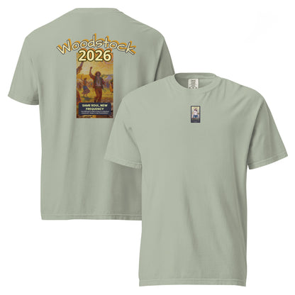 Sage green heavyweight t-shirt set, back and front prints