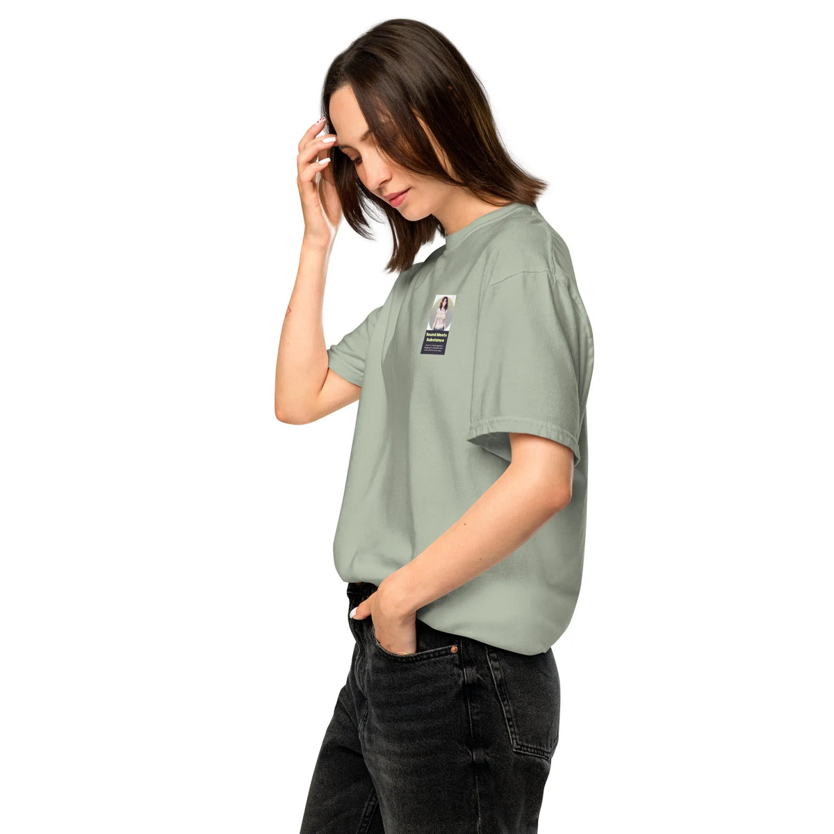 Heritage#1 garment-dyed heavyweight t-shirt in Bay – Seitenansicht links
