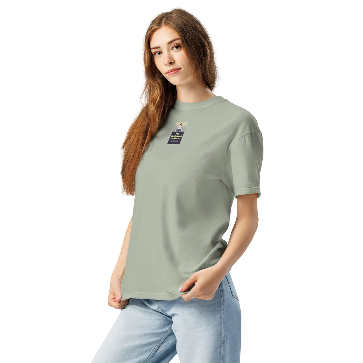 Heritage#2 garment-dyed heavyweight t-shirt in Bay – Seitenansicht links