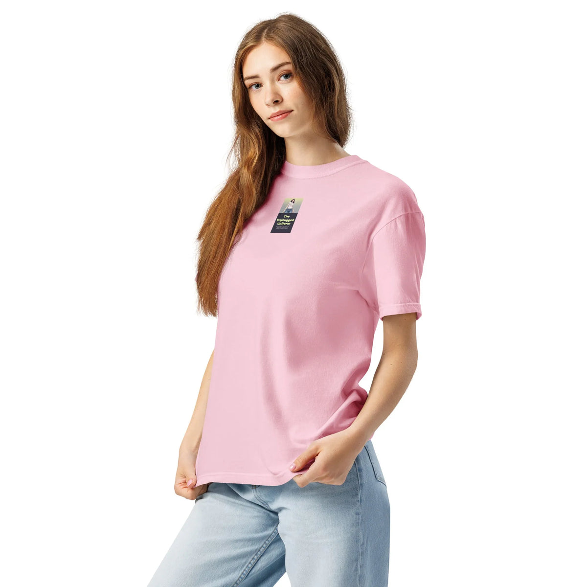 Heritage#2 garment-dyed heavyweight t-shirt in Blossom – Seitenansicht links