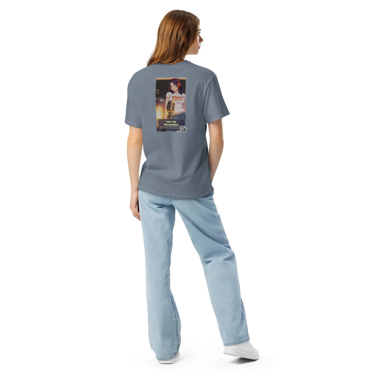 Heritage#2 garment-dyed heavyweight t-shirt in Blue-Jean – Rückenansicht