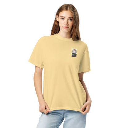 Heritage#1 garment-dyed heavyweight t-shirt in Butter – Vorderansicht Nahaufnahme
