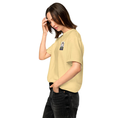 Heritage#1 garment-dyed heavyweight t-shirt in Butter – Seitenansicht links