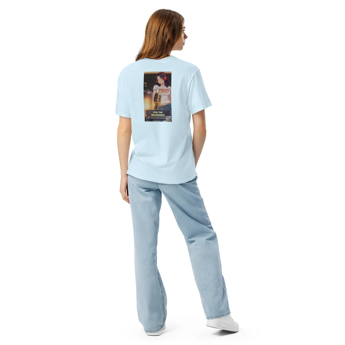 Heritage#2 garment-dyed heavyweight t-shirt in Chambray – Rückenansicht