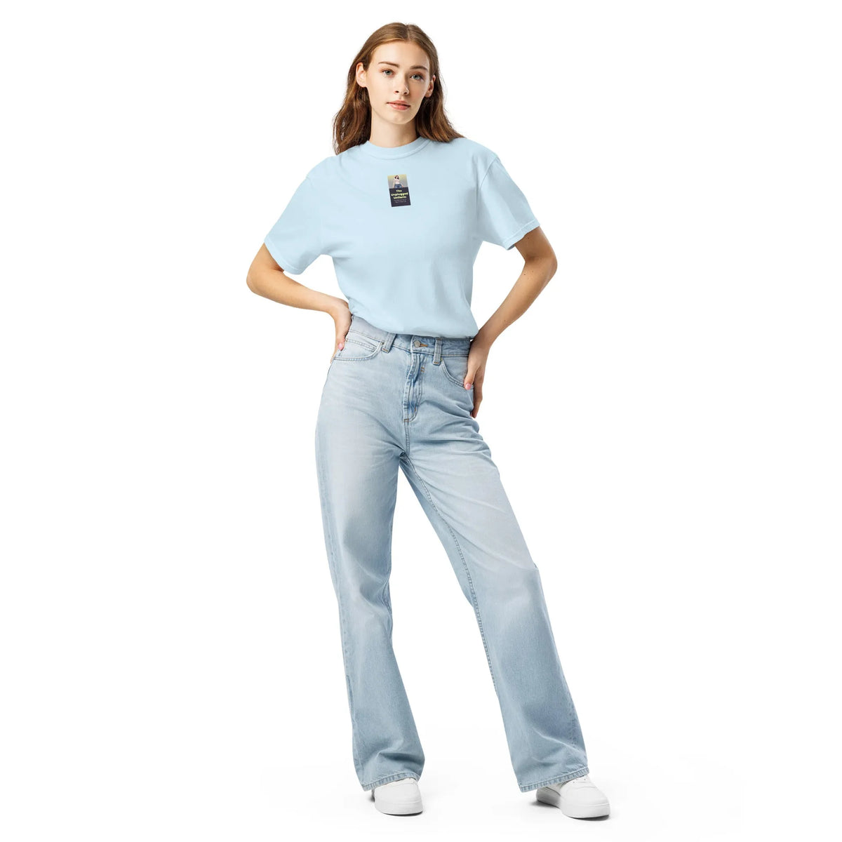 Heritage#2 garment-dyed heavyweight t-shirt in Chambray – Vorderansicht
