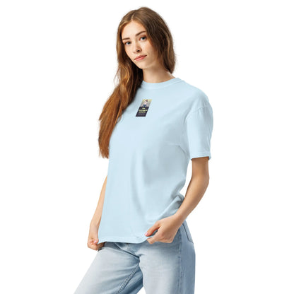Heritage#2 garment-dyed heavyweight t-shirt in Chambray – Seitenansicht links