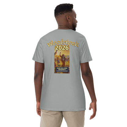 Ice Blue heavyweight T-shirt, back Woodstock 2026 graphic