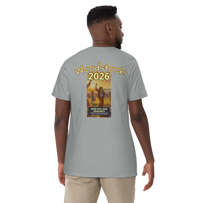 Ice Blue heavyweight T-shirt, back Woodstock 2026 graphic