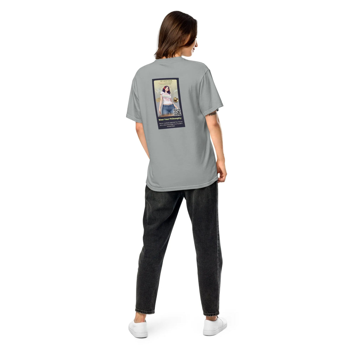 Heritage#1 garment-dyed heavyweight t-shirt in Granite – Rückenansicht