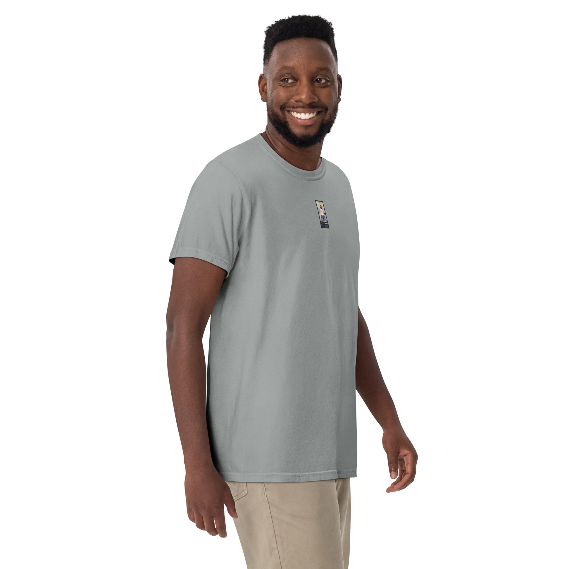 Ice Blue heavyweight T-shirt, front chest logo patch