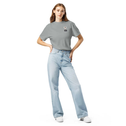 Heritage#1 garment-dyed heavyweight t-shirt in Granite – Vorderansicht Nahaufnahme