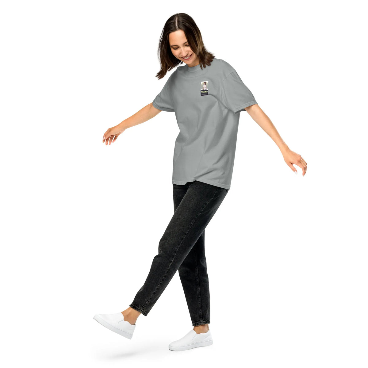 Heritage#1 garment-dyed heavyweight t-shirt in Granite – Vorderansicht