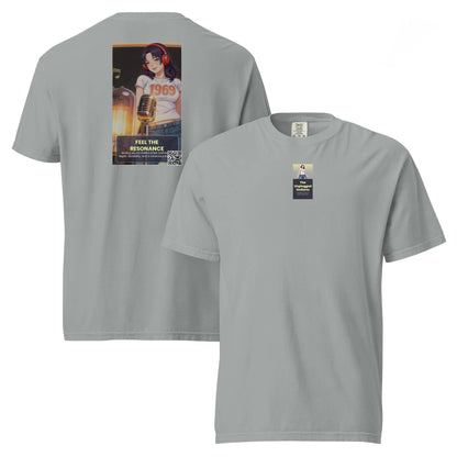 Heritage#2 garment-dyed heavyweight t-shirt in Granite – Vorderansicht Nahaufnahme