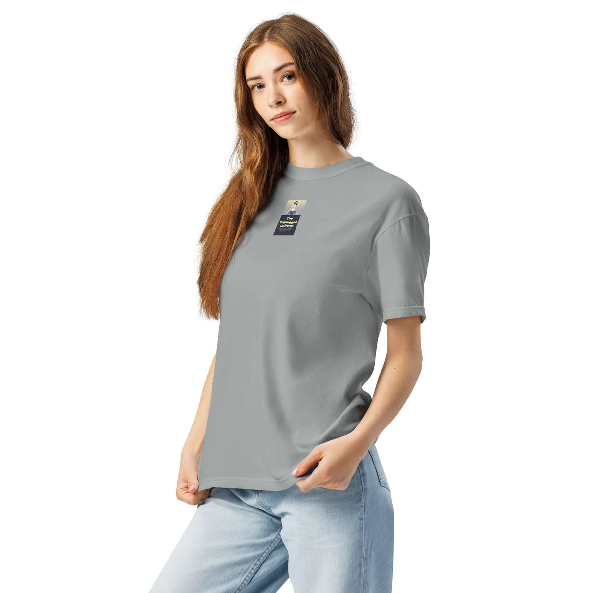 Heritage#2 garment-dyed heavyweight t-shirt in Granite – Seitenansicht links