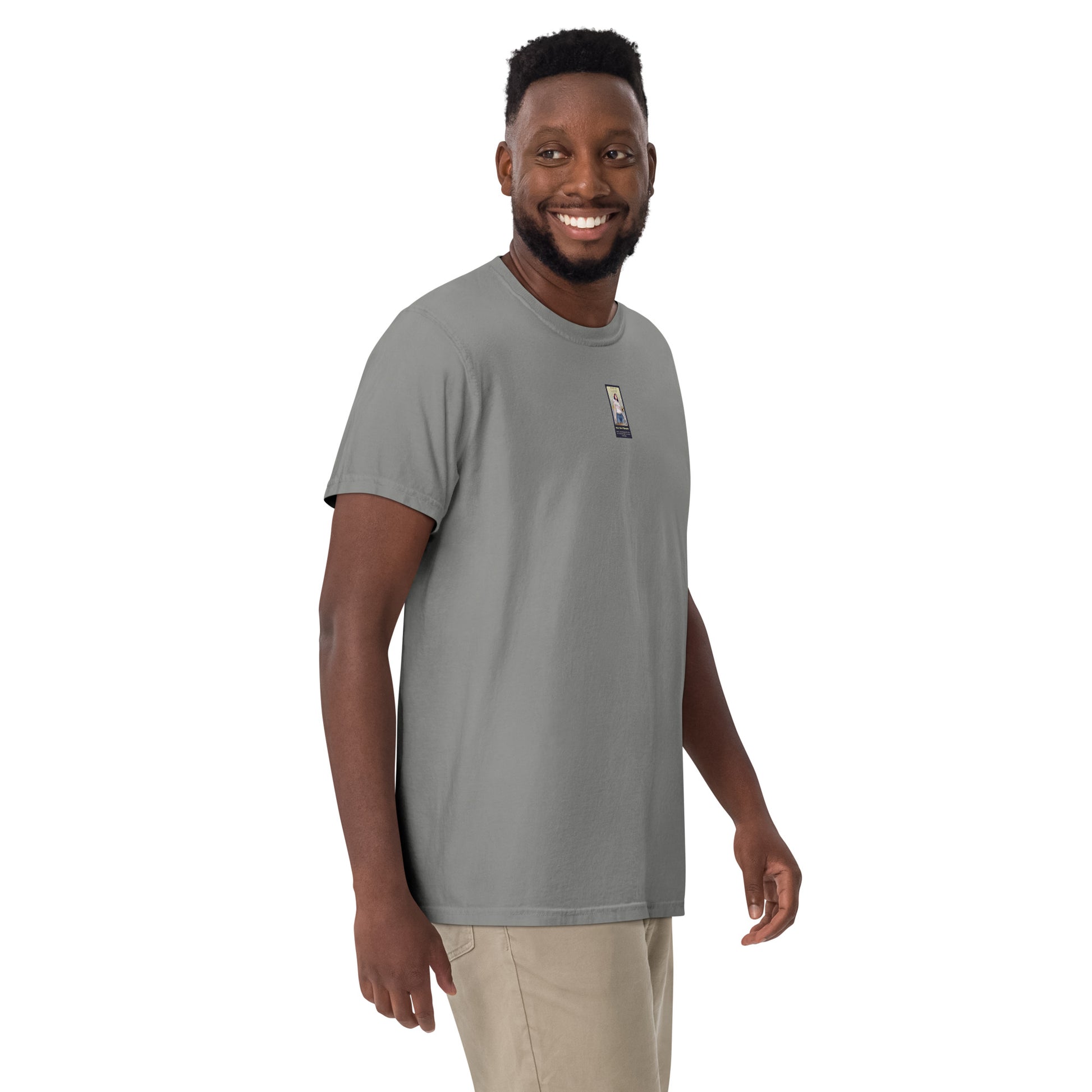 Grey heavyweight T-shirt, chest logo patch print