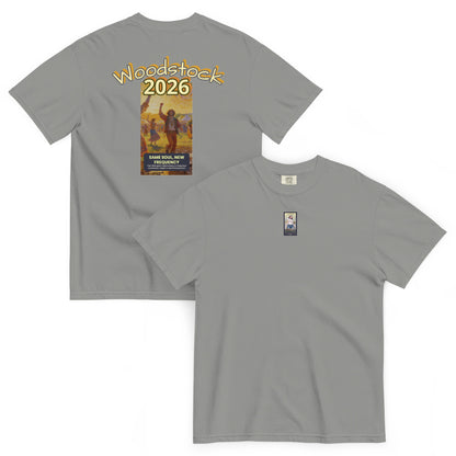 Grau T-Shirt, Rückseite mit „Woodstock 2026“-Print
