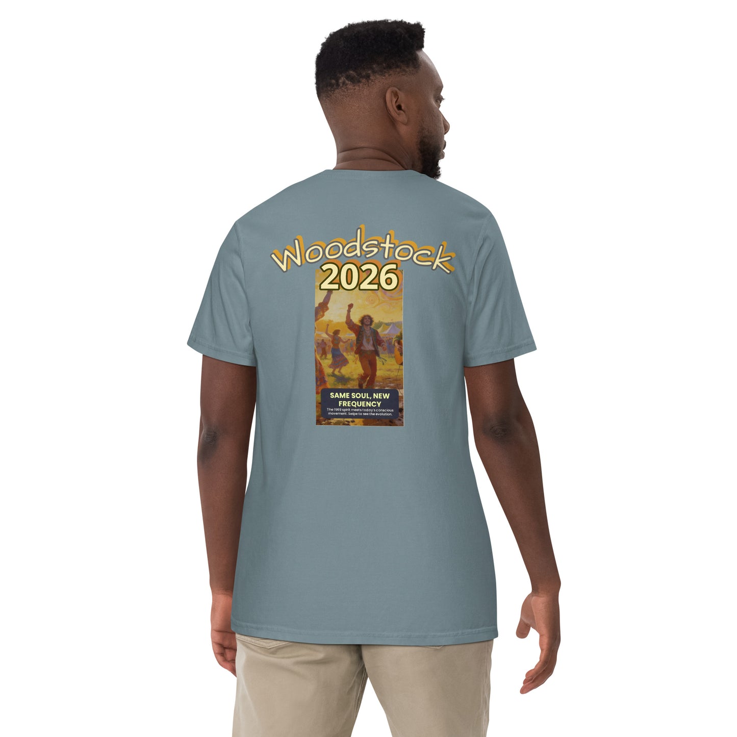 Ice Blue heavyweight T-shirt, back graphic print