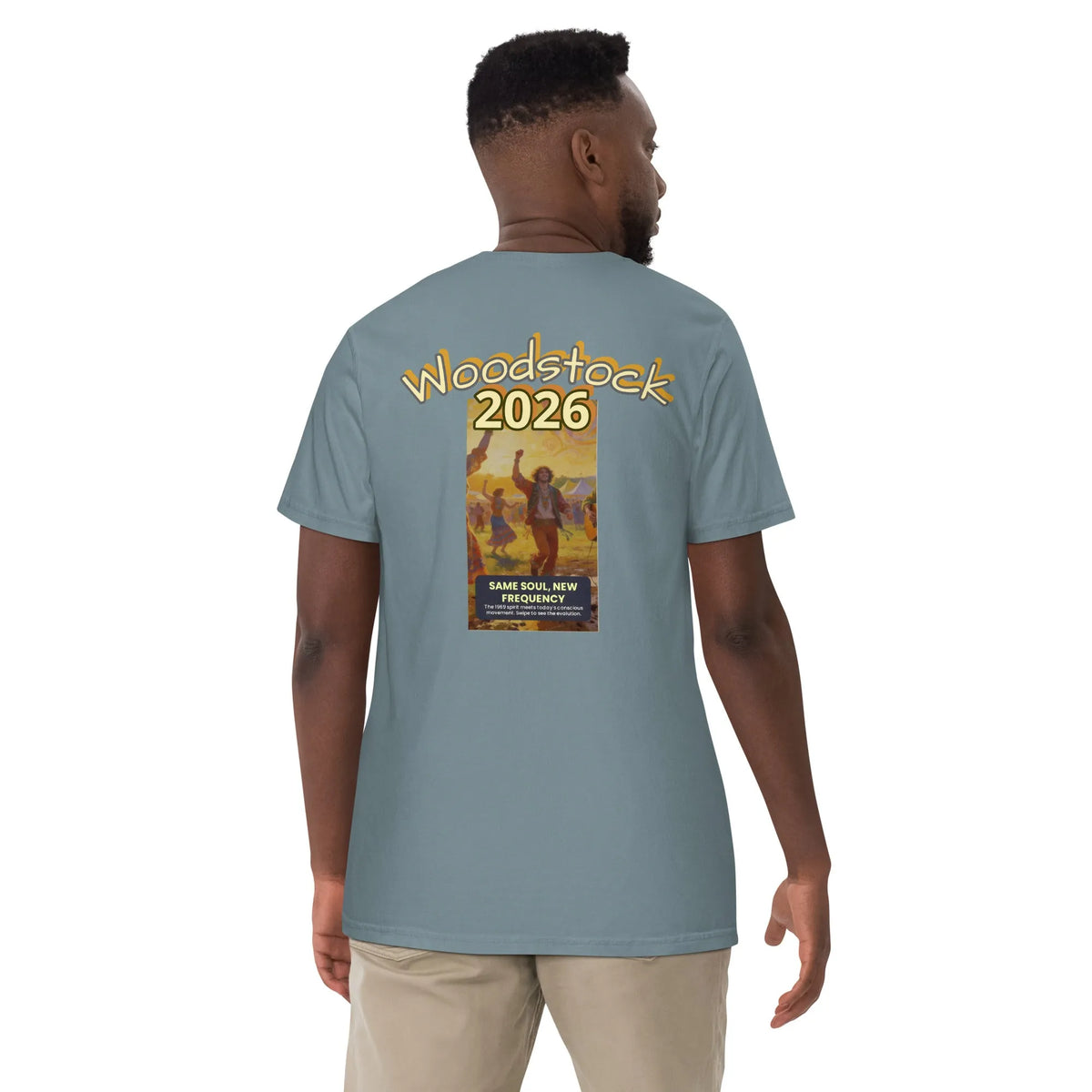 Ice Blue heavyweight T-shirt, back graphic print
