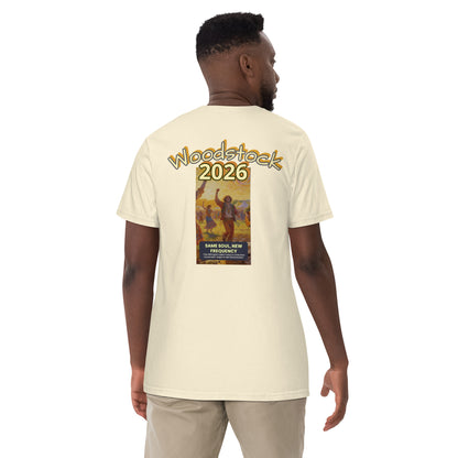 Ivory heavyweight T-shirt, back Woodstock 2026 graphic