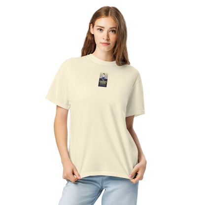 Heritage#2 garment-dyed heavyweight t-shirt in Ivory – Vorderansicht Detail