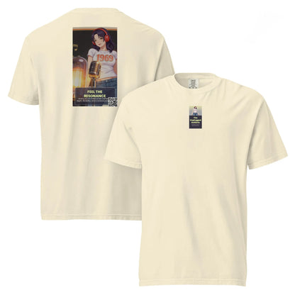 Heritage#2 garment-dyed heavyweight t-shirt in Ivory – Vorderansicht Nahaufnahme