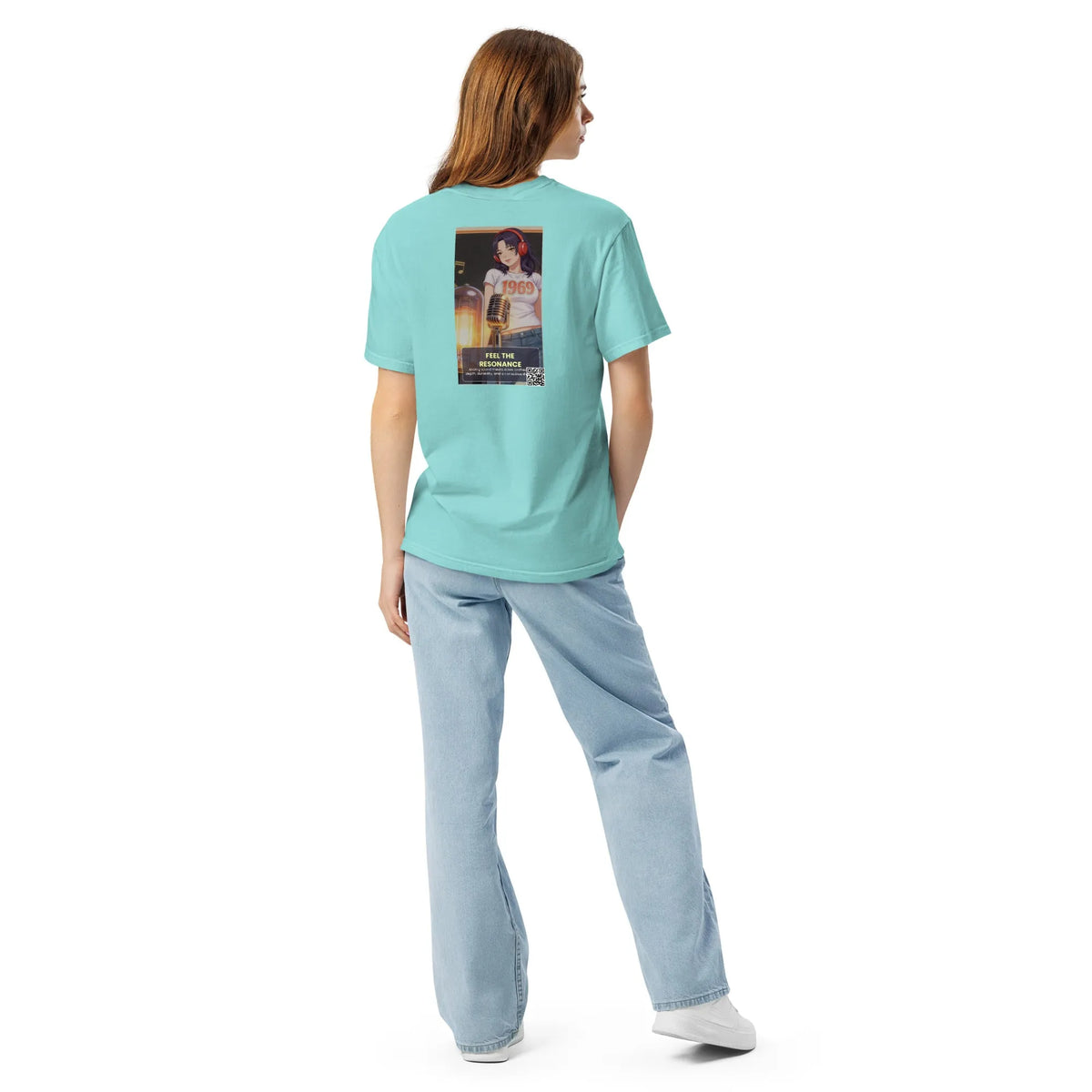 Heritage#2 garment-dyed heavyweight t-shirt in Lagoon-Blue – Rückenansicht